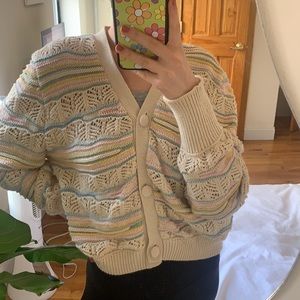 Zara Multicolored Pointelle Knit Cardigan Sweater